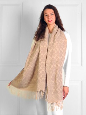 Cashmere Feeling Double C Scarf with Fringes